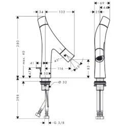 AXOR Starck Organic Zweigriff-Waschtischmischer 80