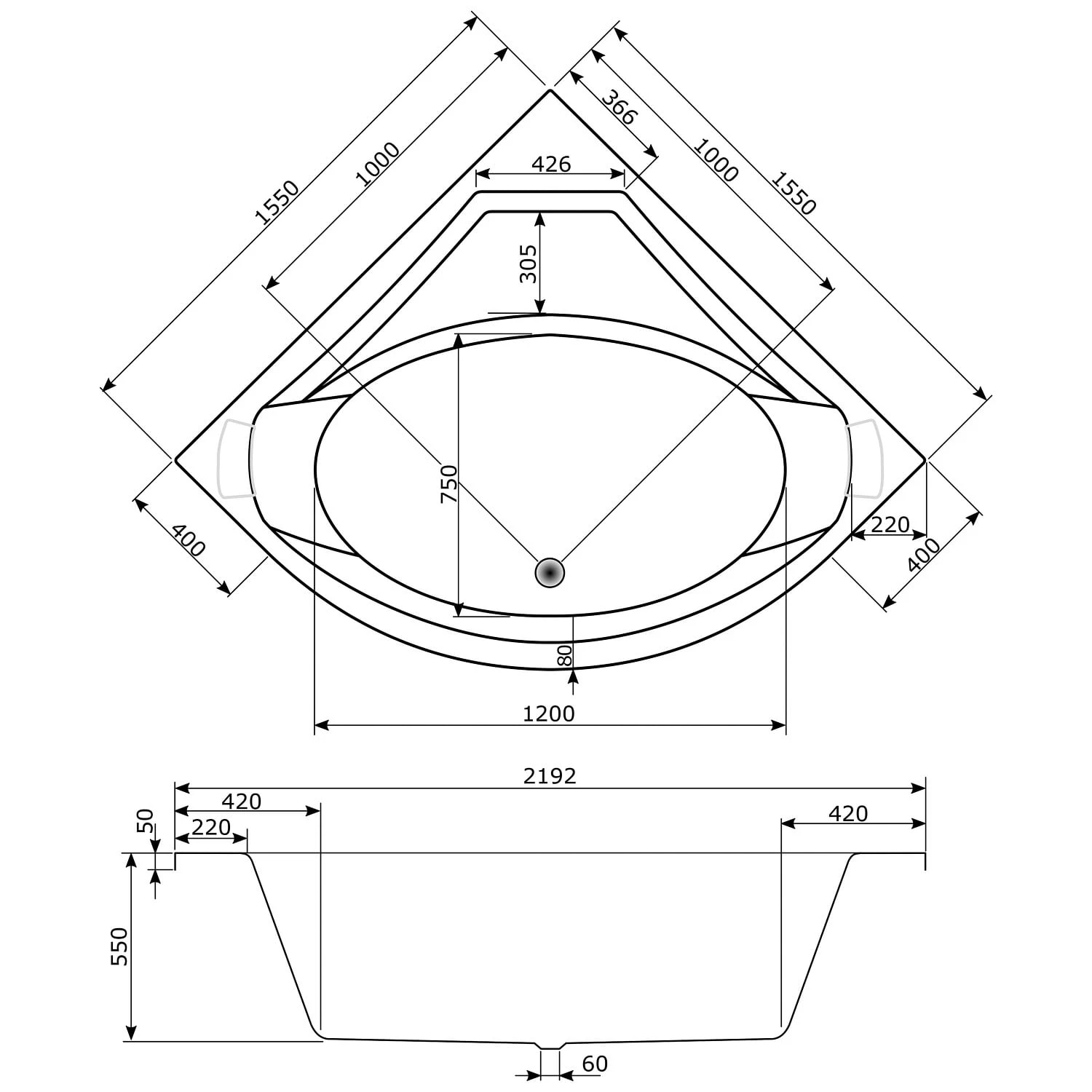 Caribia Apollo Premium Whirlpool 155 X 155 Cm Mit Schürze – Bild 4