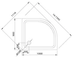 Caribia Eckdusche Floorline 90 X 100 X 3 Rechts Radius 55
