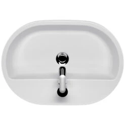 Cersanit Caspia Aufsatz-Waschtisch 60 Cm Oval Mit 1 Hahnloch Und Ăberlauf