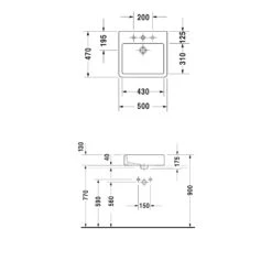 Duravit Vero Aufsatzbecken 50 Cm Mit 1 Hahnloch, Geschliffen