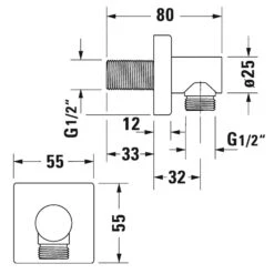 Duravit Wandanschlussbogen Ohne Brausehalter Mit Eckiger Rosette