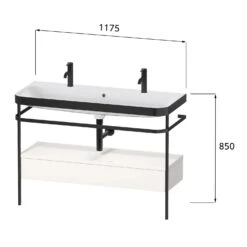 Duravit Happy D.2 Plus C-bonded Waschtisch Mit 2x 1 Hahnloch, 117,5 X 49 Cm, Mit 1 Schubkasten, Mit Zusatzmodul "E"