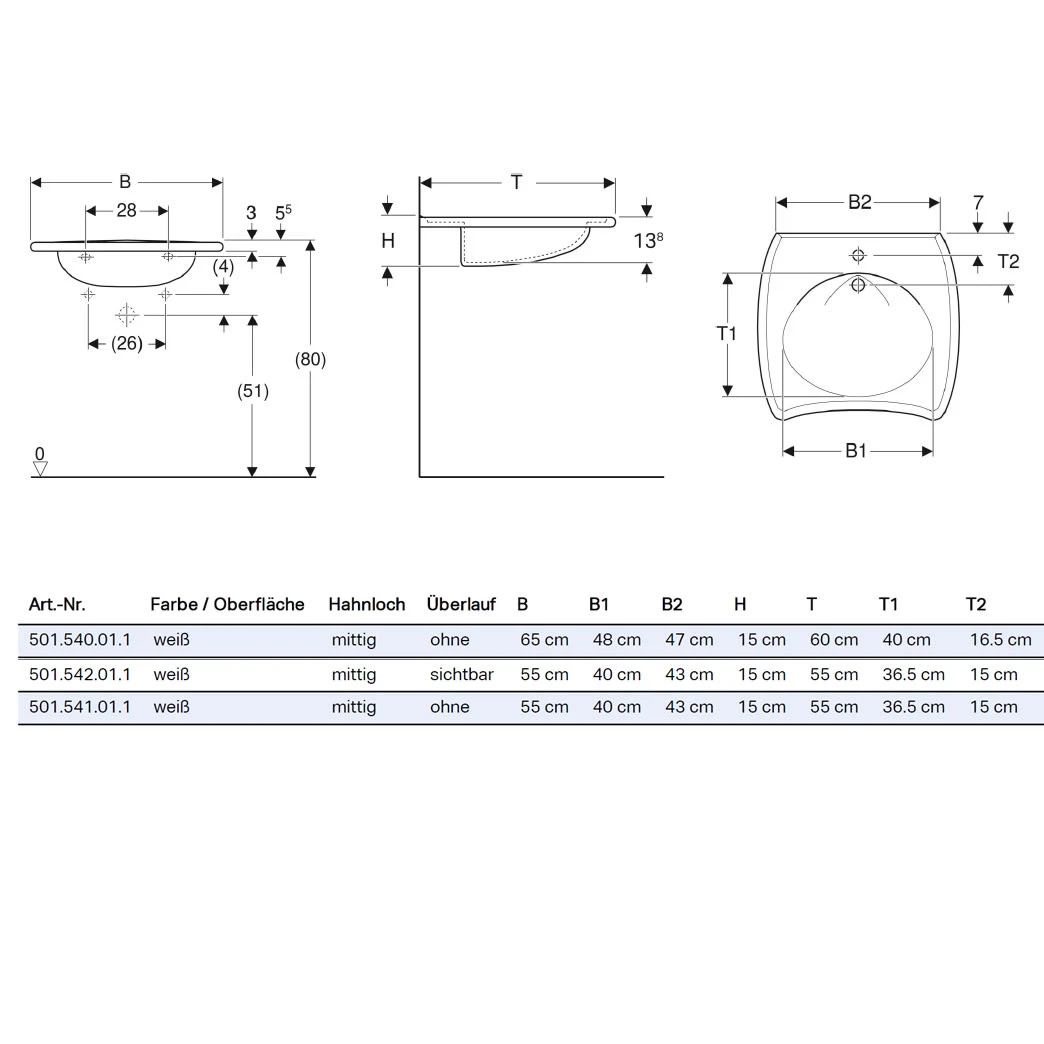 Geberit Vitalis Waschtisch 65 X 60 Cm, Barrierefrei