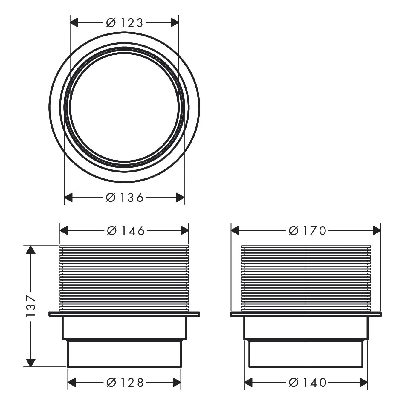 Hansgrohe RainDrain Spot Höhenausgleich Ergänzungsstück