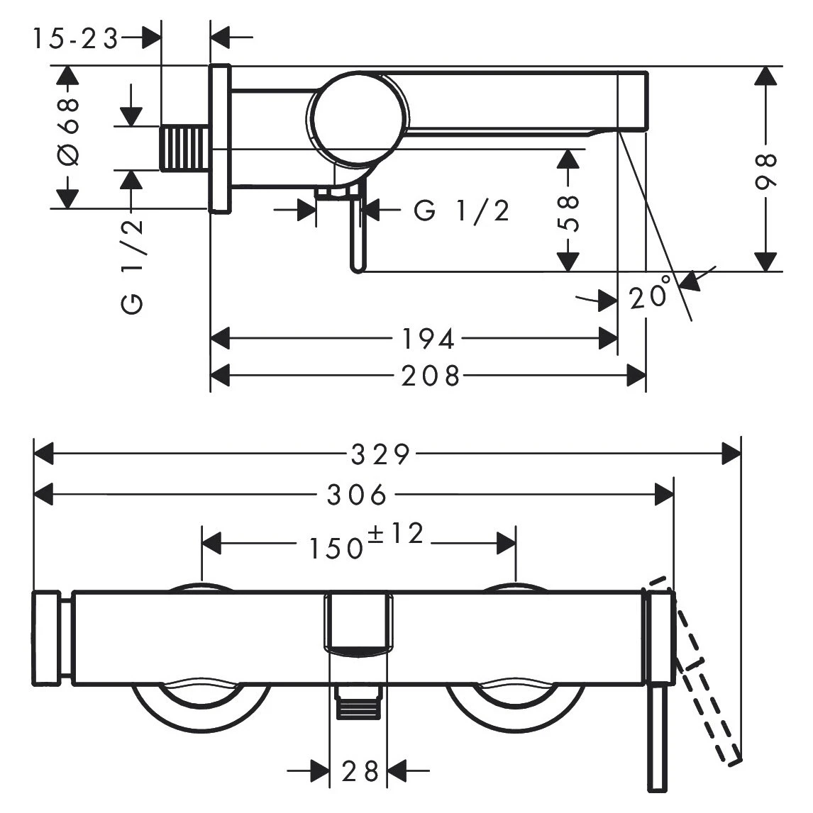 Hansgrohe Finoris Einhebel-Wannenarmatur Aufputz