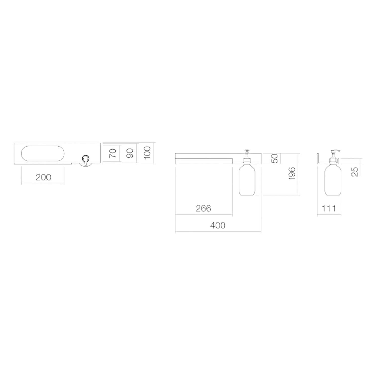 Alape Assist Ablage, AS.400.HT.L 40 X 11,1 X 19,6 Cm, Version Links