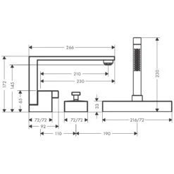 AXOR Edge 3-Loch Einhebel-Wannenrandmischer - Diamantenschliff