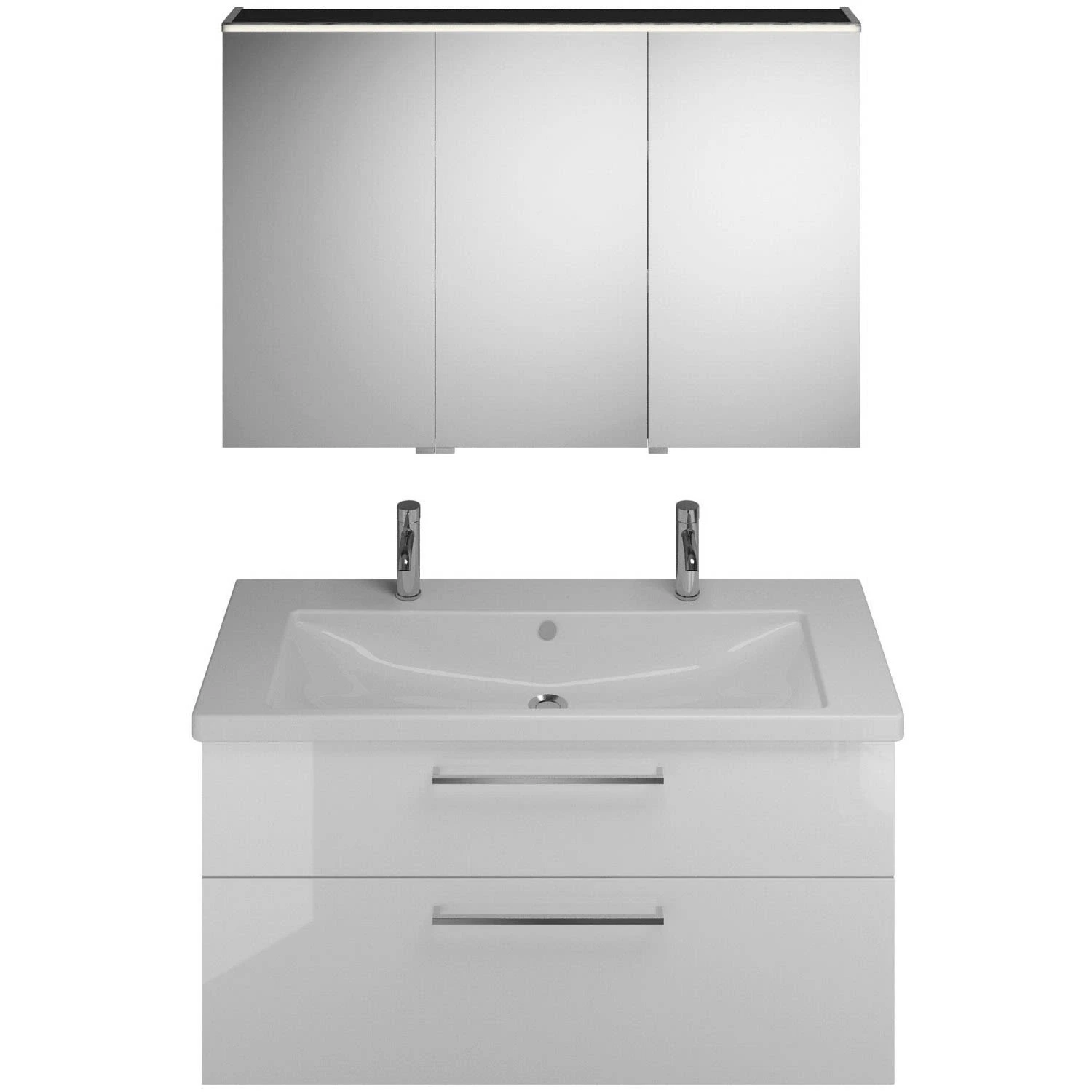 Burgbad Eqio Möbelkombination Inkl. Keramik-Doppelwaschtisch 123 Cm Links, Mit Stangengriff P95