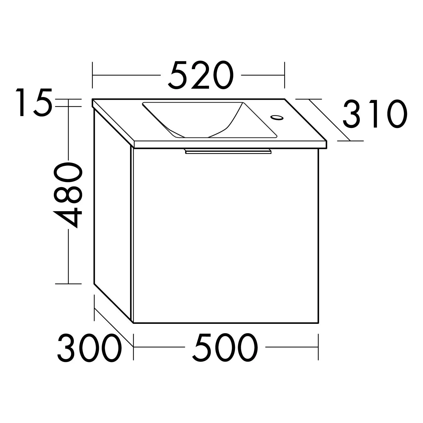 Burgbad Eqio Waschtischkombination Mit Glaswaschtisch 52 Cm, Mit Griff G0200 â Bild 3