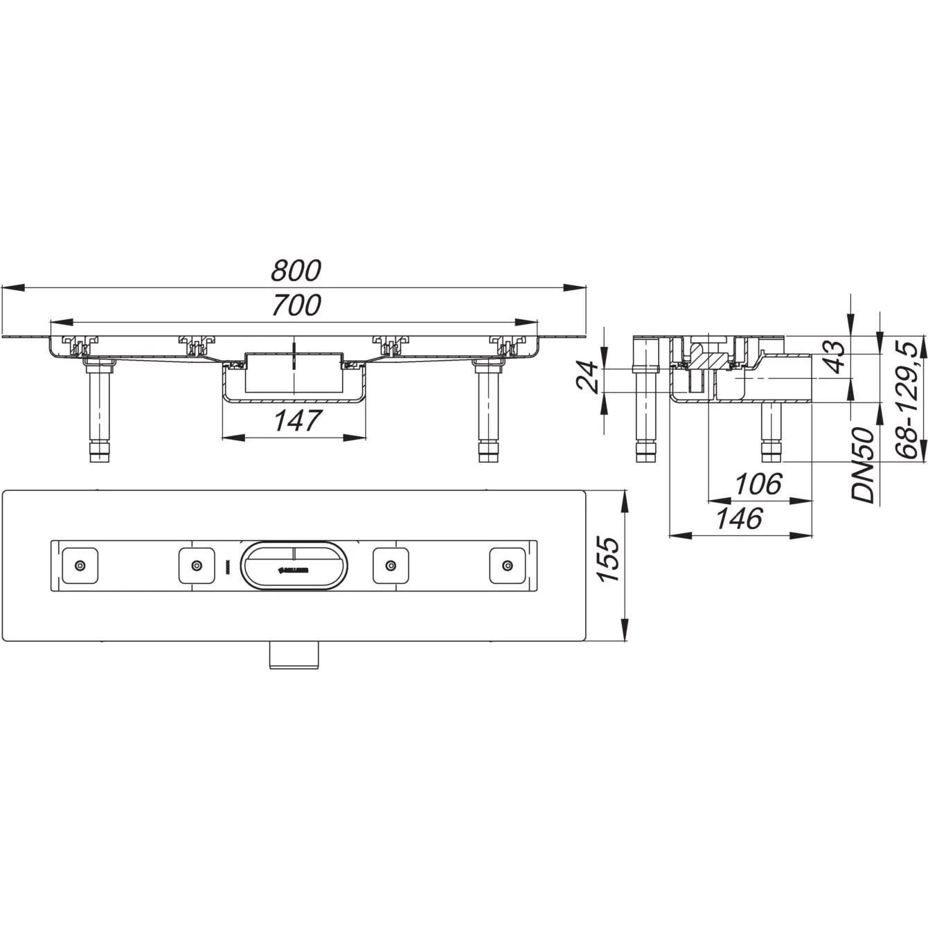 Dallmer CeraLine Nano F Duschrinne 70 Cm, DN 50 â Bild 3