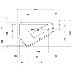 Duravit Paiova 5-Eck Whirlwanne 177 X 130 Cm Mit Combi-System L