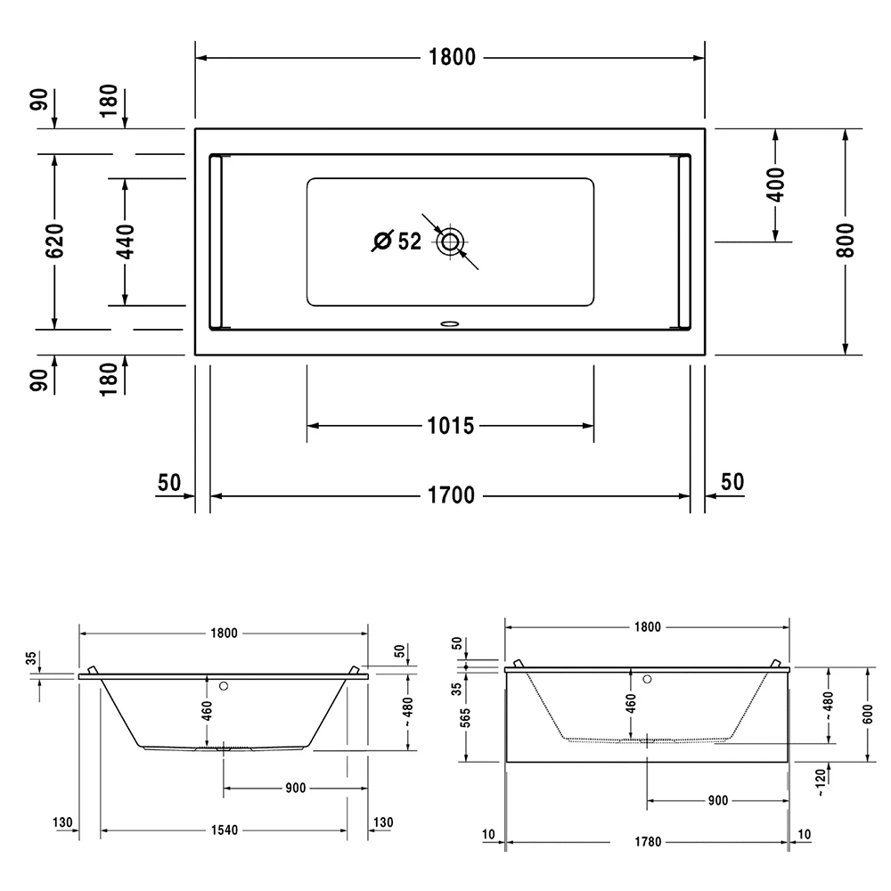 Duravit Starck Badewanne Rechteck 180 X 80 Cm – Bild 4