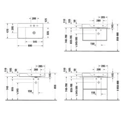 Duravit DuraSquare Waschtisch Asymmetrisch Mit 1 Hahnloch 80 X 47 Cm, Becken Rechts