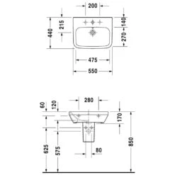 Duravit DuraStyle Waschtisch 55 Cm, Mit 1 Hahnloch