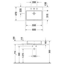Duravit Vero Air Aufsatzbecken Geschliffen Mit 1 Hahnloch 60 X 47 Cm, Ohne Überlauf