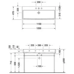Duravit Vero Air Möbelwaschtisch Mit 1 Hahnloch 120 X 47 Cm, Ohne Überlauf