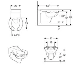 Geberit Bambini Wand-WC Für Kinder Mit Sitzauflagen, Tiefspüler