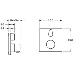 Hansa HANSALIVING Thermostat-Wannen-Funktionseinheit Mit Sicherungseinrichtung, Rosette Eckig