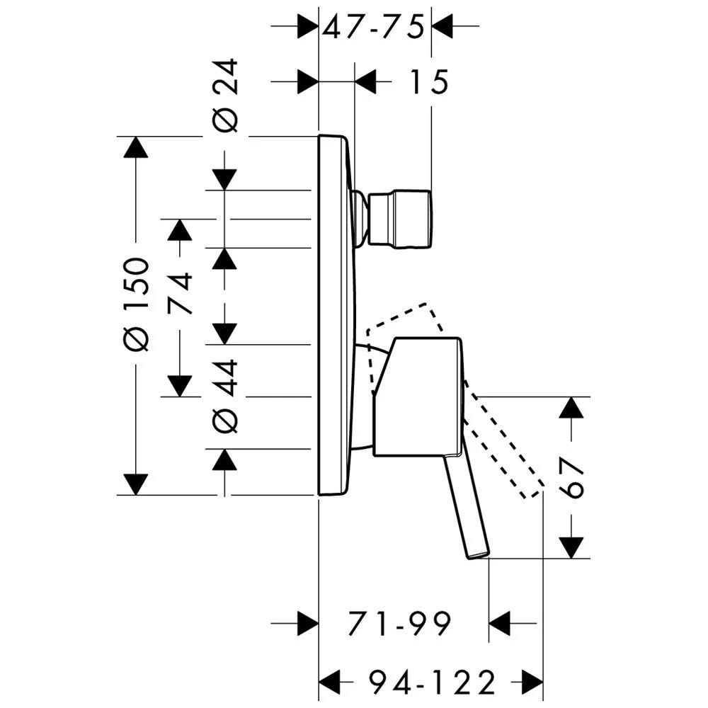 Hansgrohe Talis S/Talis S² Einhebel-Wannenmischer Unterputz Ohne Rohrunterbrecher – Bild 2