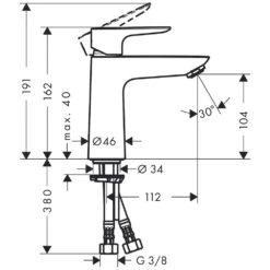 Hansgrohe Talis E Einhebel-Waschtischmischer 110 Ohne Ablaufgarnitur