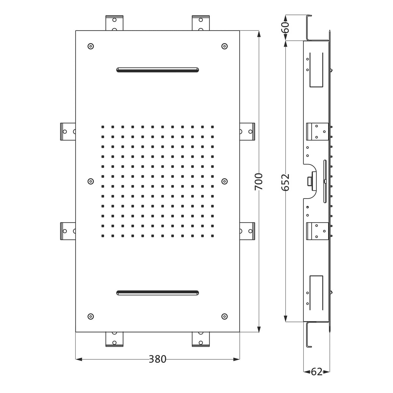 Herzbach LIVING SPA Regenbrause Multifunktion 2, Deckeneinbau 70 X 38 Cm