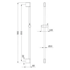 Herzbach DEEP BLACK Dusch-Wandstange Slide M 90 Cm