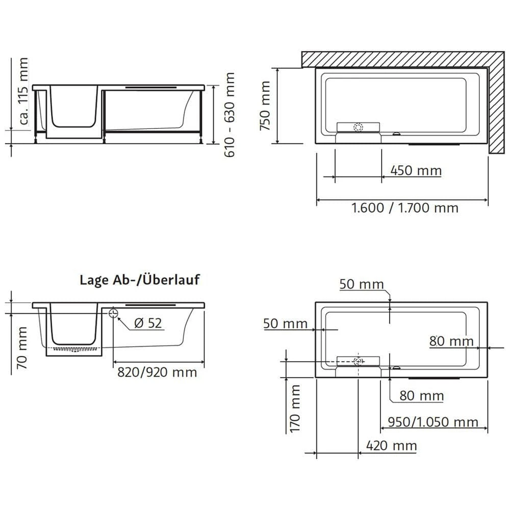 HSK Dusch-Badewanne Dobla 160 Cm Einstieg Links Mit Antislip – Bild 4