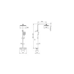 HSK Shower-Set Modell RS 300 Thermostat, Kopfbrause Eckig