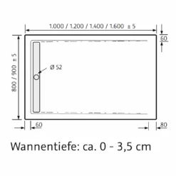 HSK Acryl-Duschwanne Superflach 90 X 100 Mit Integrierter Weißer Ablaufrinne Schmal