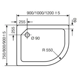 HSK Acryl-Duschwanne Superflach 90 X 100 Cm Asymmetrisch Version Links
