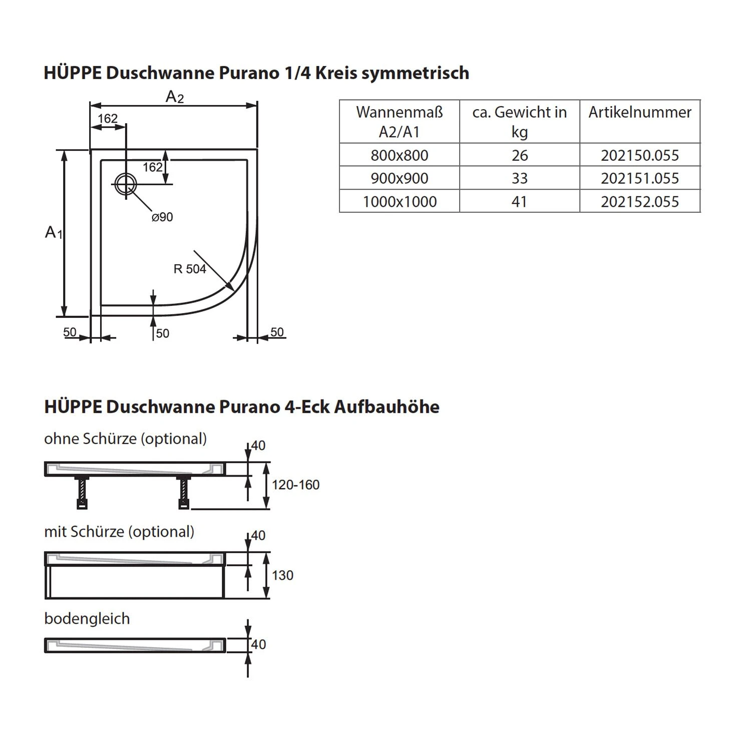 HÜPPE Purano Viertelkreisduschwanne 90 X 90 Cm – Bild 4