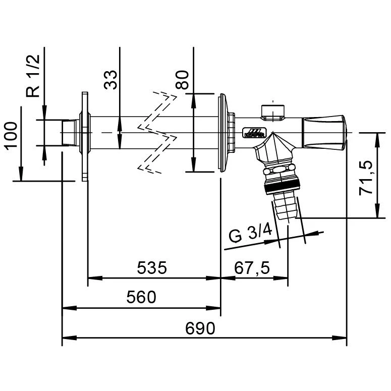Kemper Frosti-Plus XL Frostsichere Außenarmatur Mit Griff DN 15 XL-Bausatzausführung