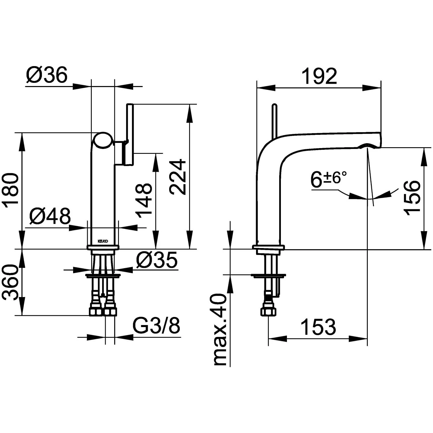 Keuco Edition 400 Einhebel-Waschtischmischer 150 Ohne Ablaufgarnitur