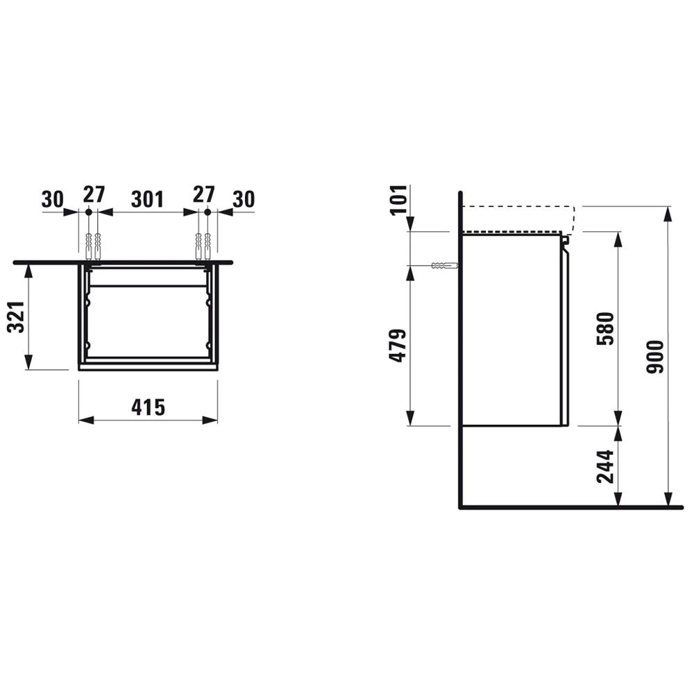 LAUFEN Pro S Waschtischunterbau 41,5 Cm Für Handwaschbecken 45 Cm, Anschlag Rechts – Bild 2