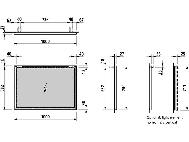 LAUFEN Frame 25 Spiegel LED-Leuchte 100 Cm Waagerecht, Ohne Schalter â Bild 2