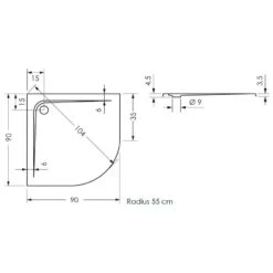 Steinkamp Plan Viertelkreis-Duschwanne 90 X 90 Cm Superflach