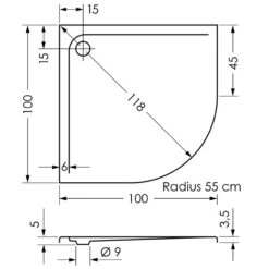 Repabad Bologna Viertelkreis-Duschwanne 100 X 100 Cm