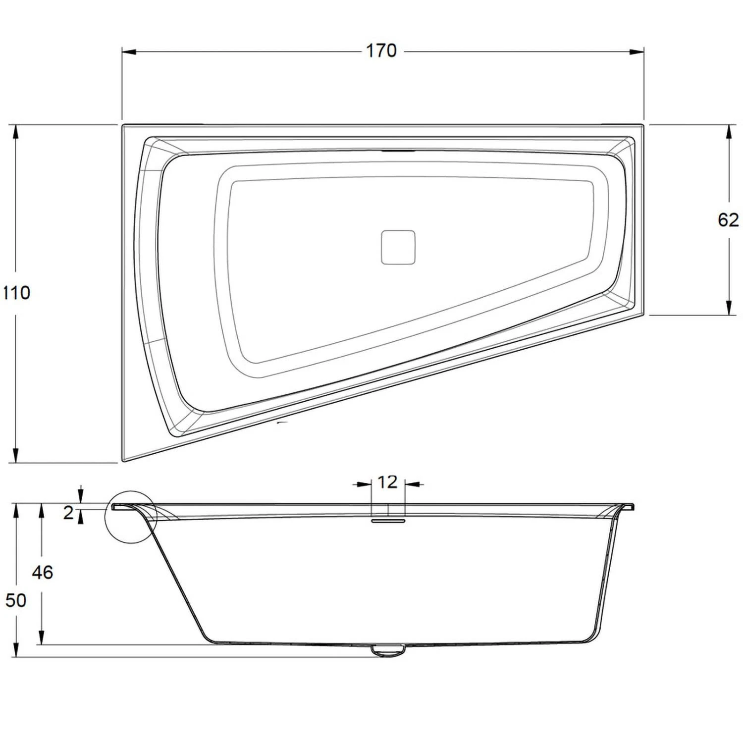 Riho Still Smart Raumspar-Badewanne 170 X 110 Cm, Mit Riho Fall, Fußende Rechts – Bild 3