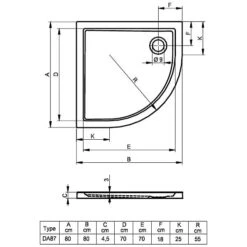 Riho Zürich Modell 278 Viertelkreis-Duschwanne 80 X 80 X 4,5 Cm