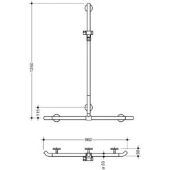 HEWI Warm Touch Duschhandlauf Mit Verschiebbarer Brausehalterstange, 125 X 96,2 Cm