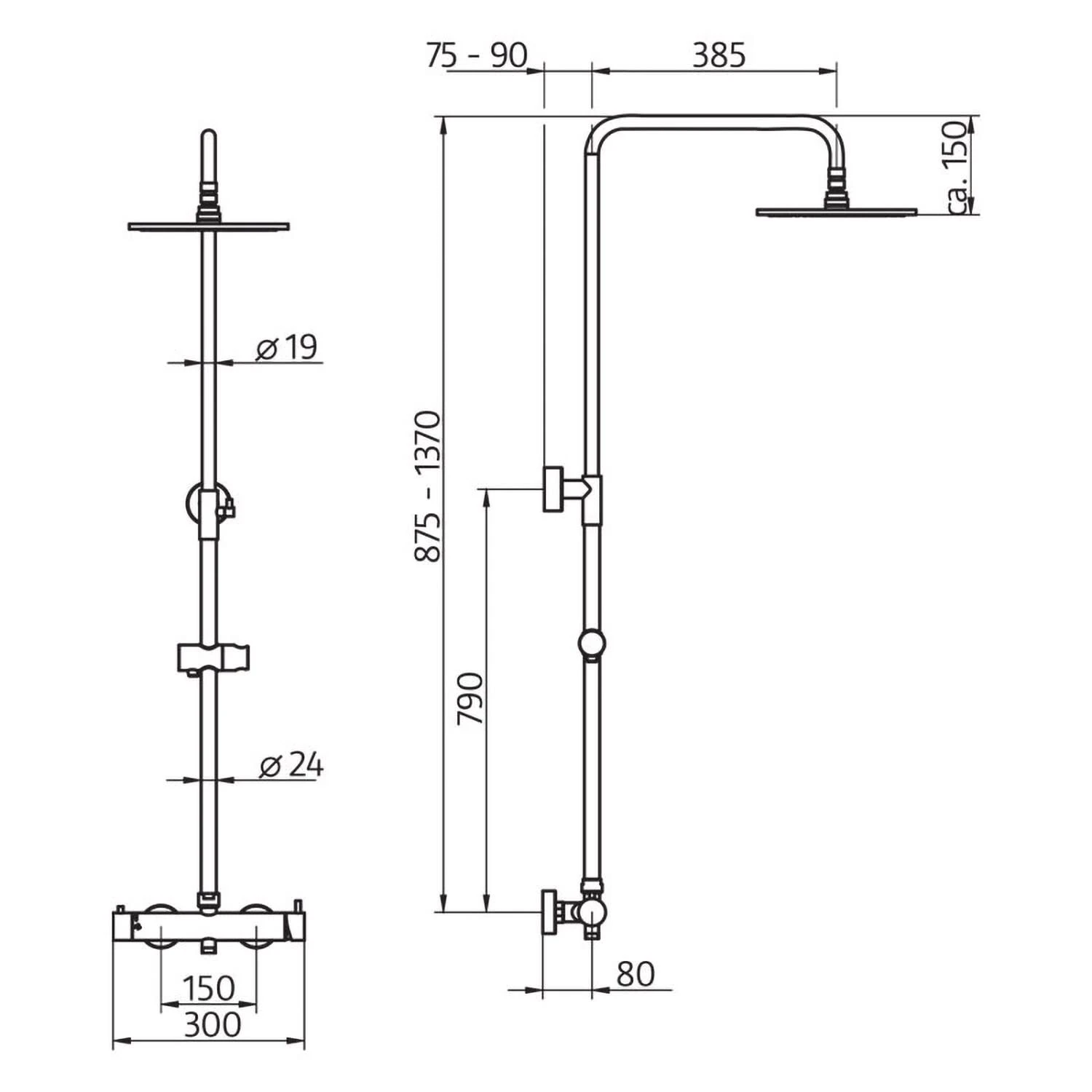 HSK Shower-Set Modell RS 200 Mix, Kopfbrause Flach, Rund 25 Cm â Bild 3