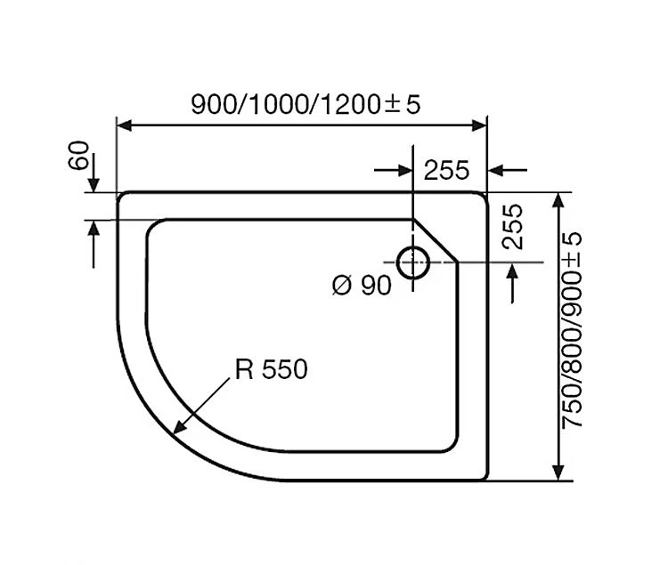 HSK Acryl-Duschwanne Superflach 90 X 80 Cm Asymmetrisch Version Rechts