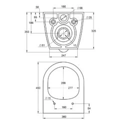 Treos Serie 810 Tiefspül-WC, Offener Spülrand, Kurze Ausführung