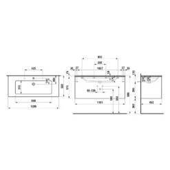 LAUFEN PRO Set LANI Waschtish Mit Überlauf Und 1 Hahnloch, Inkl. Waschtischunterbau 120 Cm