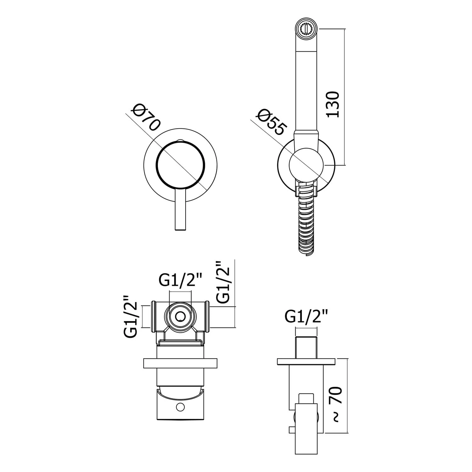 Loft 2.0 Bidet-/WC-Handbrauseset