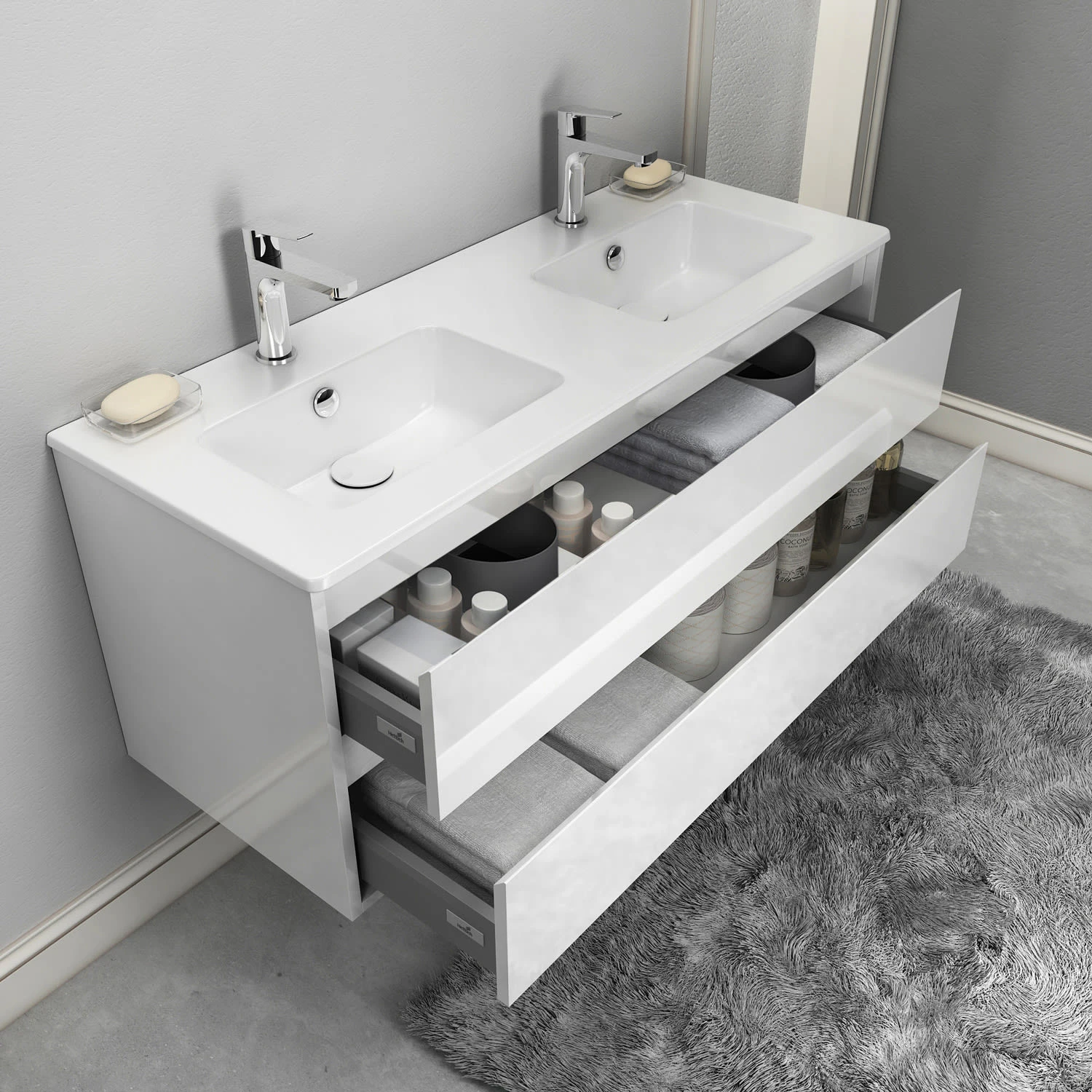 Loft Waschtisch Mit Unterschrank 120 Cm, 2 Auszüge – Bild 2