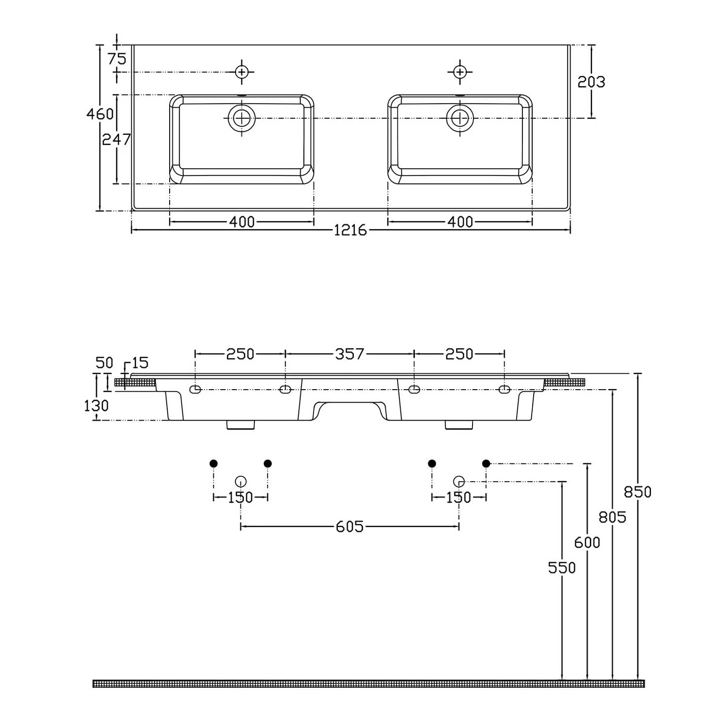 Loft Waschtisch Mit Unterschrank 120 Cm, 2 Auszüge – Bild 5