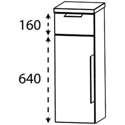 Puris Rounds Highboard 30 X 30 X 82,8 Cm Mit 1 Schubkasten, 1 Tür, Anschlag Links, Griff 338