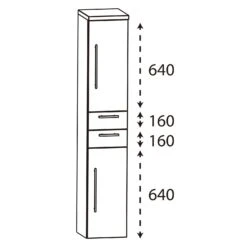 Puris Swing Hochschrank 40 X 30 X 162,8 Cm Mit 2 Schubkästen Und 2 Türen, Türanschlag Rechts